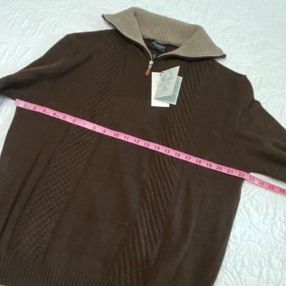 Gionfriddo Wool Cashmere 1/4 Zip Pullover Sweater Mens Size Large Brown - Picture 3 of 10